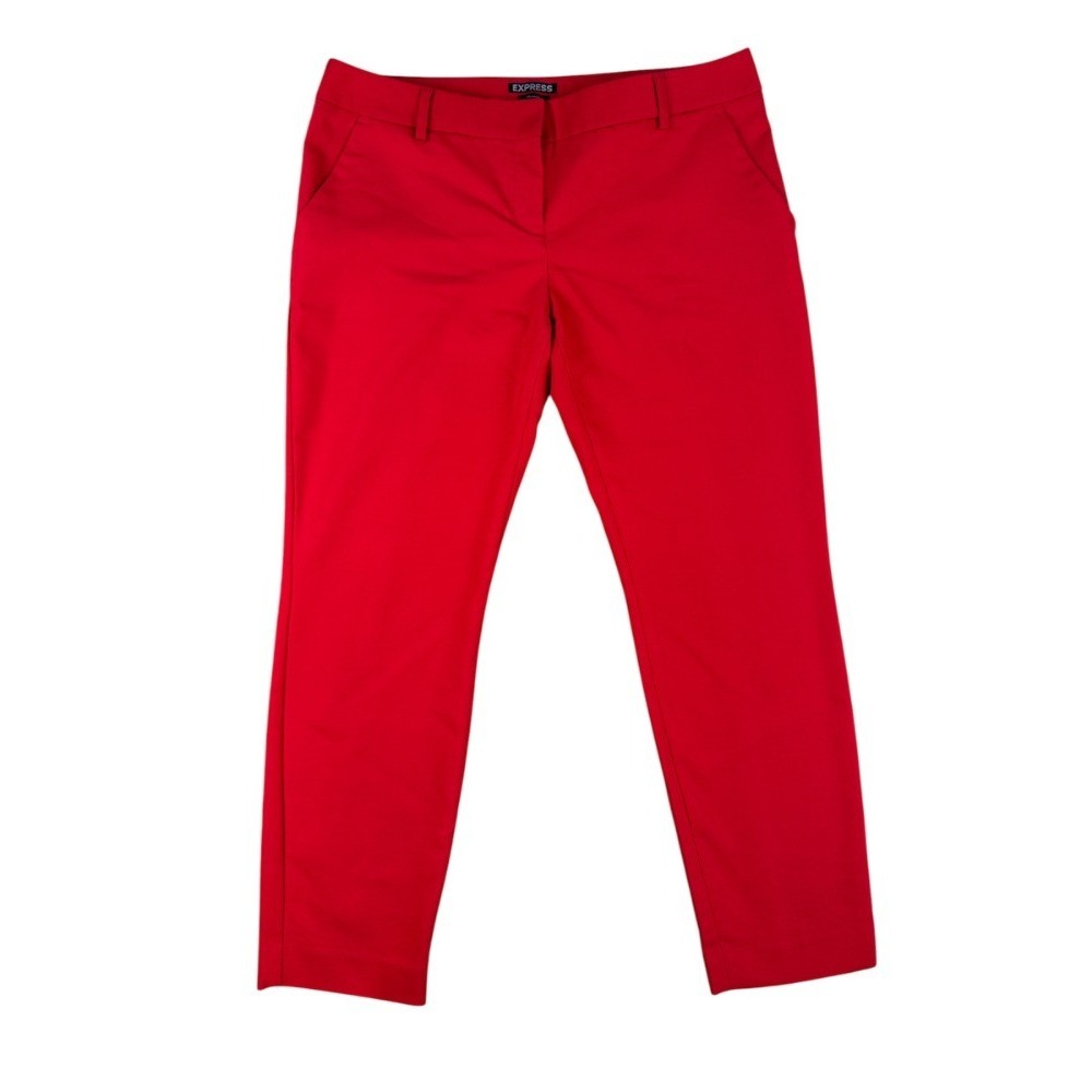 Express Columnist Ankle Trousers Engine Red‎ Straight Leg Slash Pockets 10R
